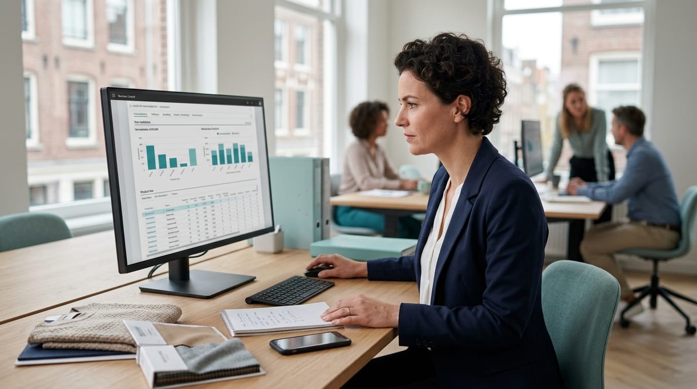 Team brengt bedrijfsprocessen in kaart op een whiteboard voor ERP selectie