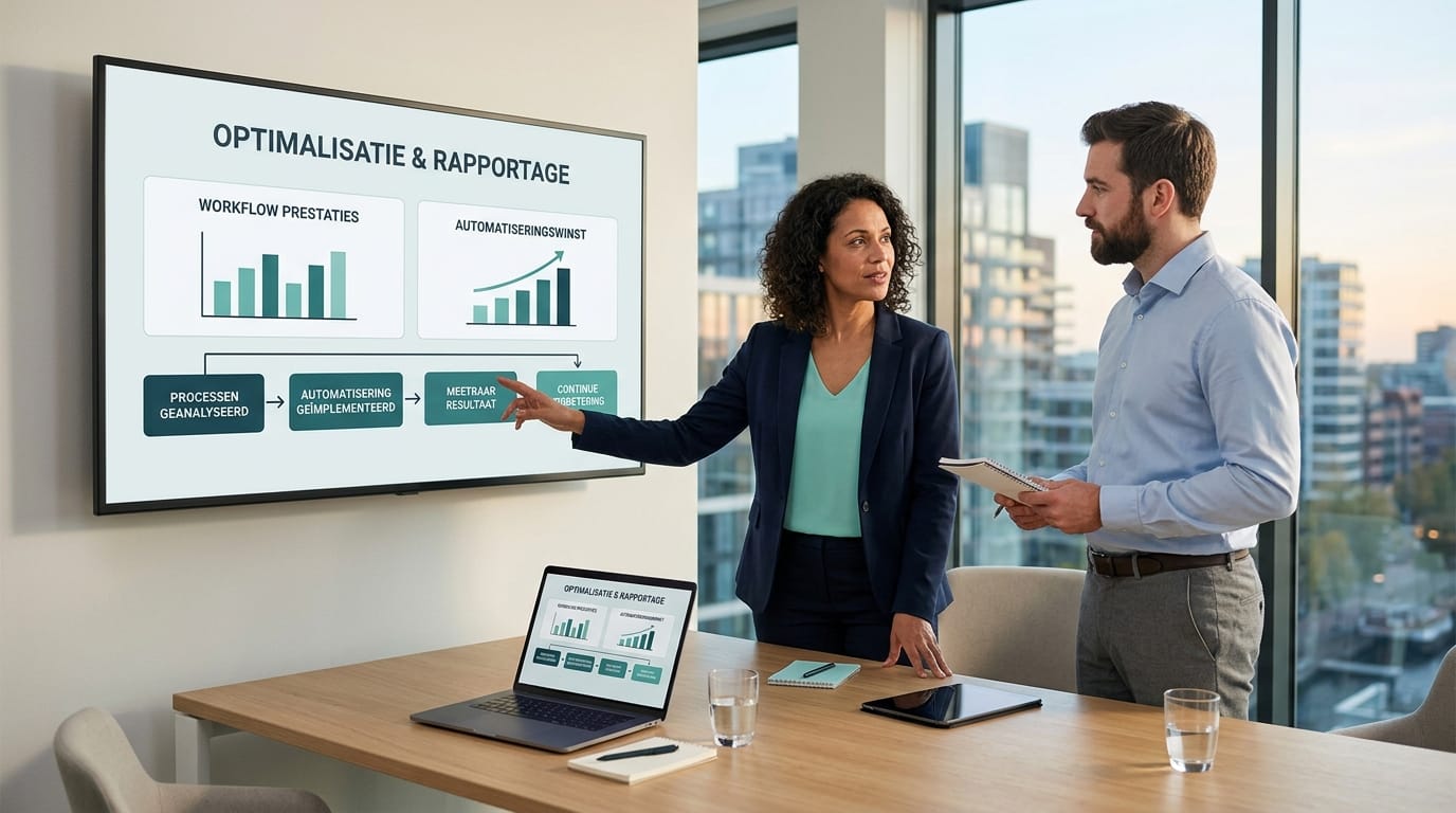 Financieel team analyseert realtime rapportage uit Business Central