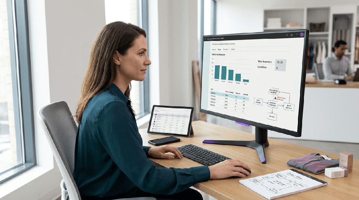 Kassasysteem en webshop gekoppeld aan een centraal ERP-platform in een winkel