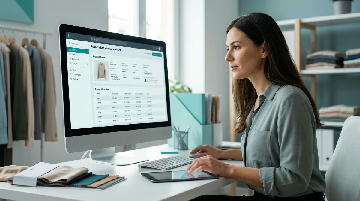 Schema van productinformatie die van ERP naar webshop, kassa en marktplaats stroomt